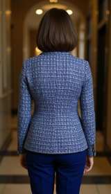 Donna Karan New York Blue Tweed Blazer - Image 3