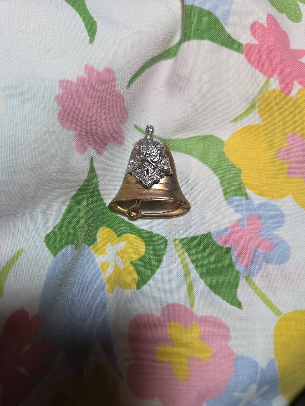 Vintage Gold Tone Bell Charm Pendant