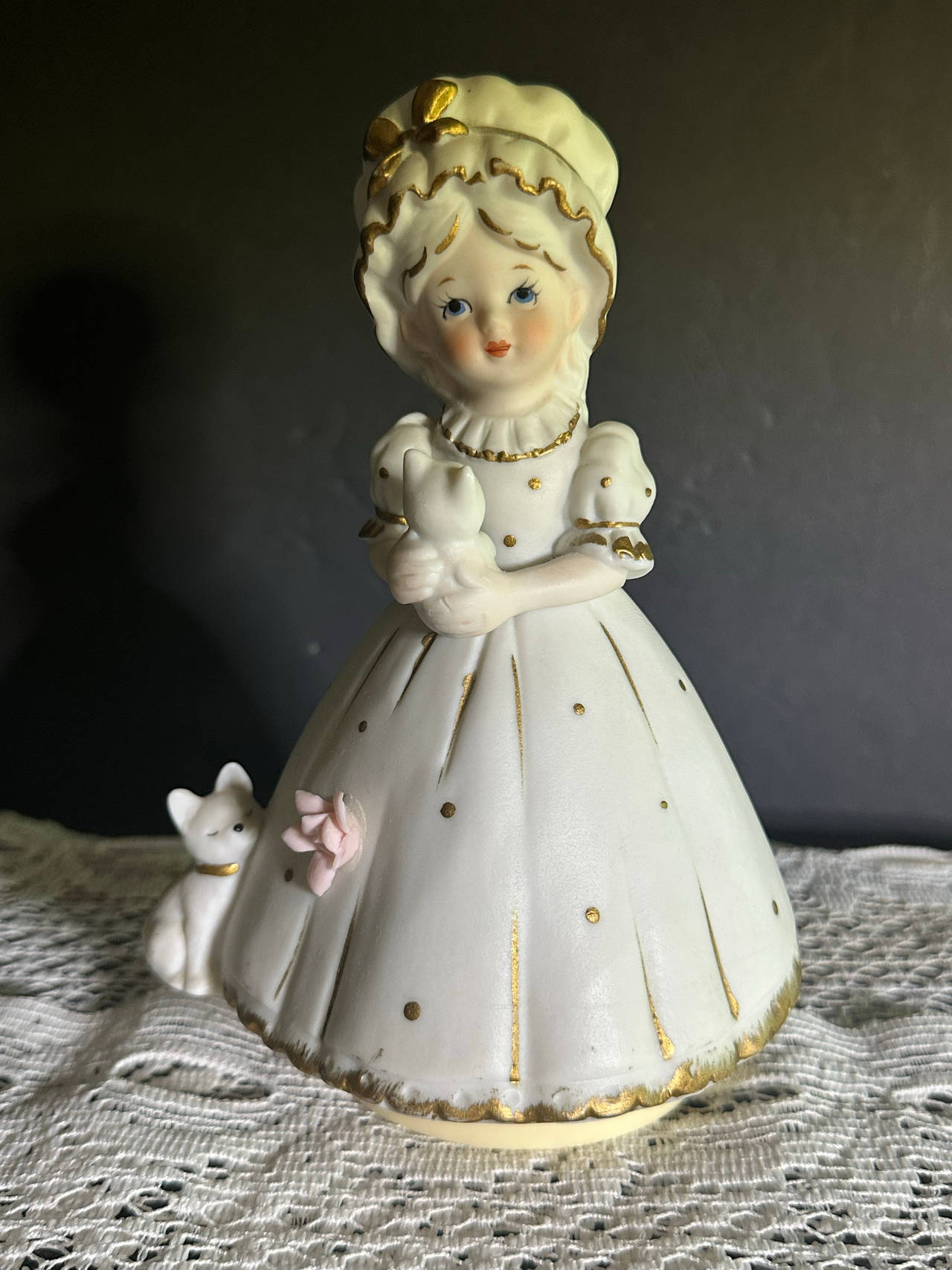 Lefton Girl with Cats Porcelain Figurine
