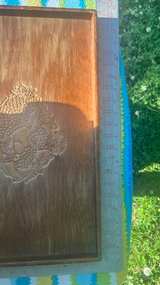 Vintage Wooden Serving Tray with Fruit Etching - Image 5