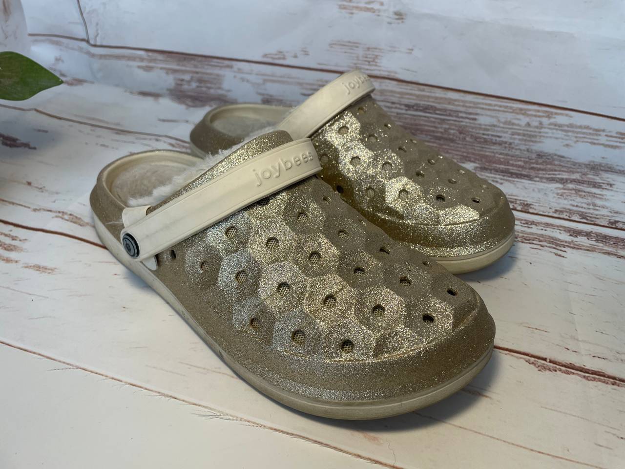 Joybees Lined Clog Gold Glitter