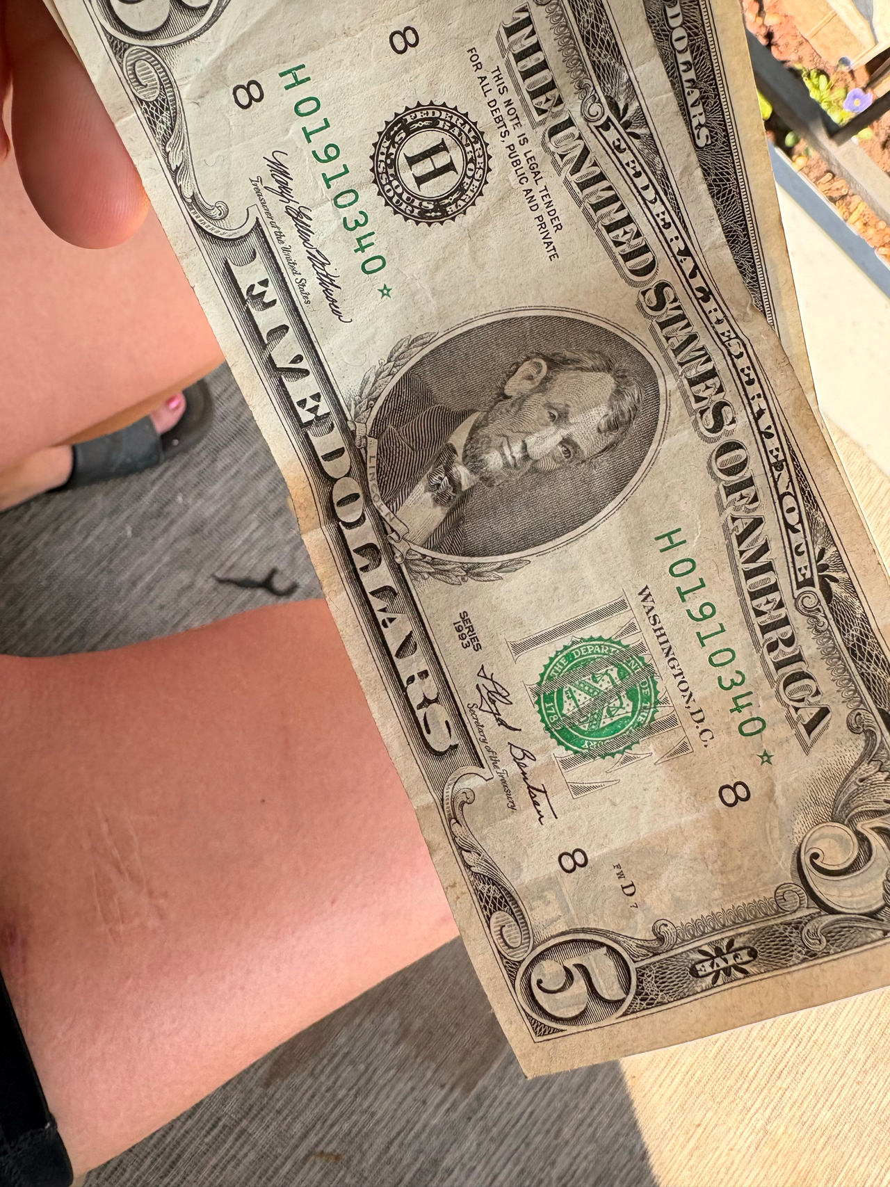 1993 $5 Federal Reserve Star Note