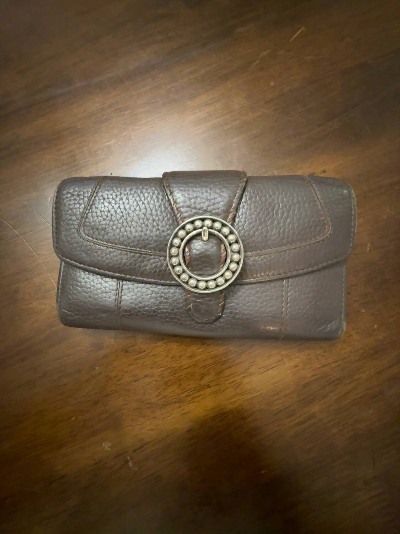 Brighton Brown Pebbled Leather Tri-Fold Wallet