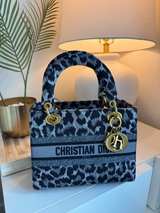 Dior Lady Dior D-Lite Leopard Print Canvas Handbag - Image 1