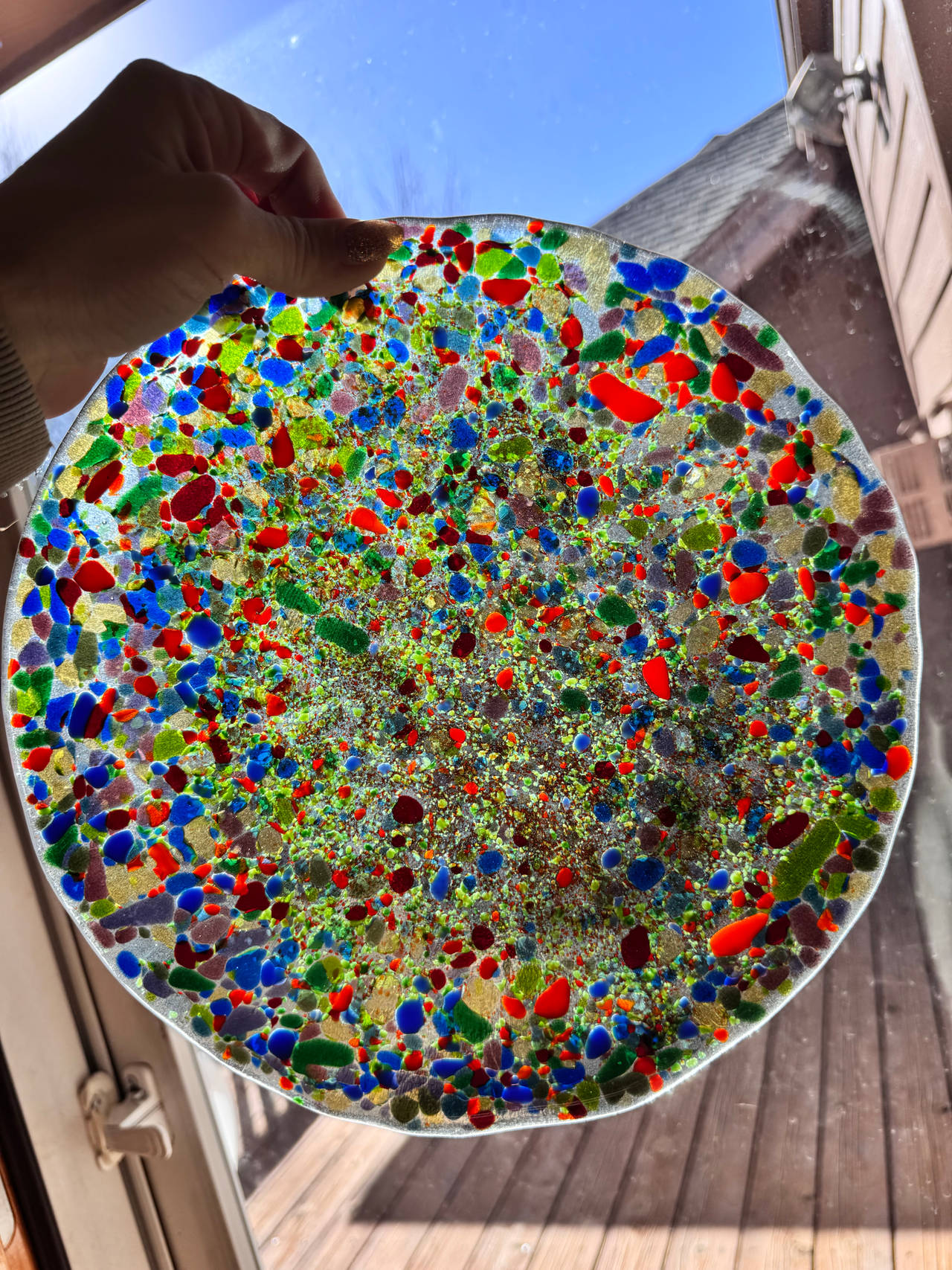 Handmade Fused Glass Confetti Art Plate