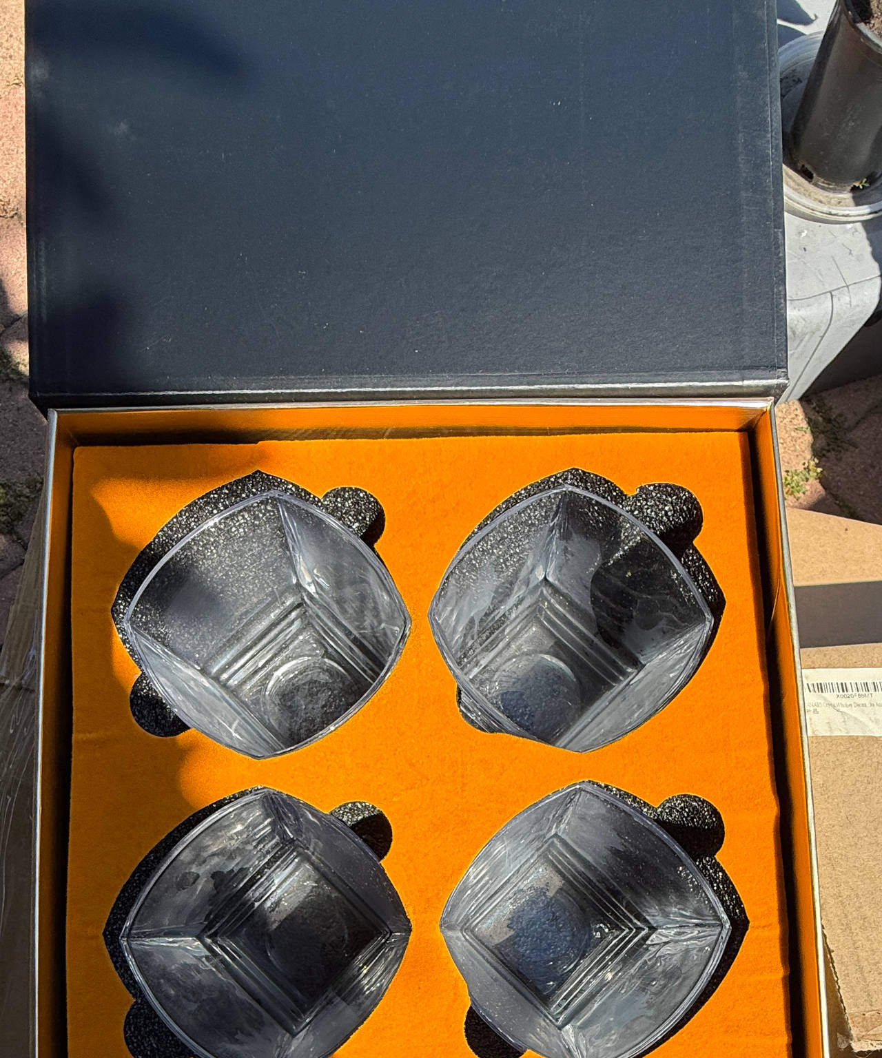 Square Whiskey Glass Set of 4 with Gift Box
