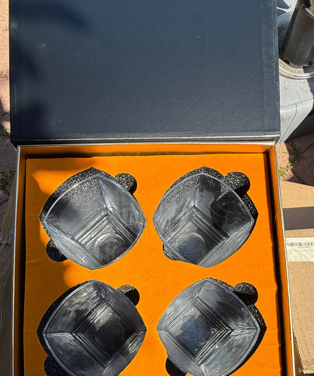 Square Whiskey Glass Set of 4 with Gift Box