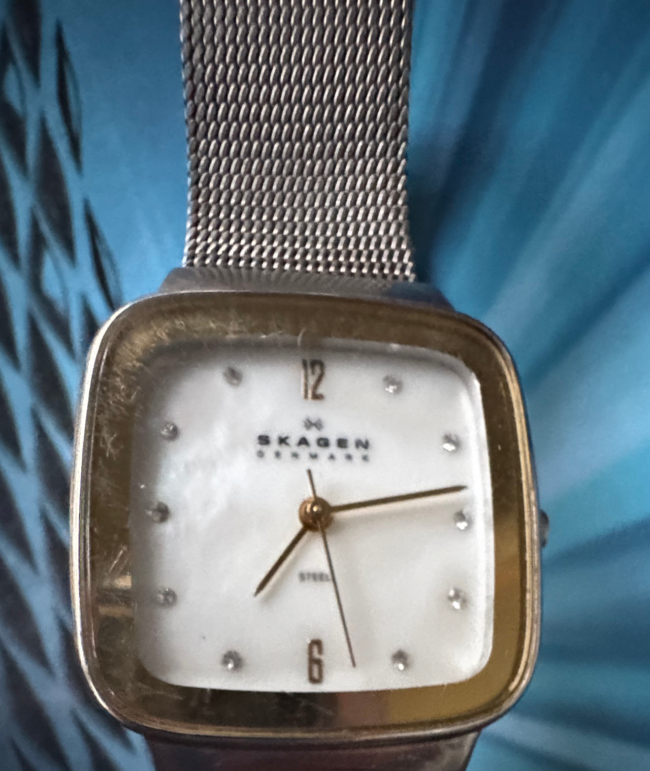 Skagen Denmark Square Mother of Pearl Mesh Watch