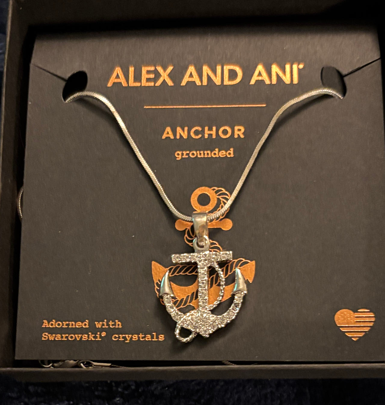 Alex and Ani Anchor Grounded Swarovski Crystal Necklace