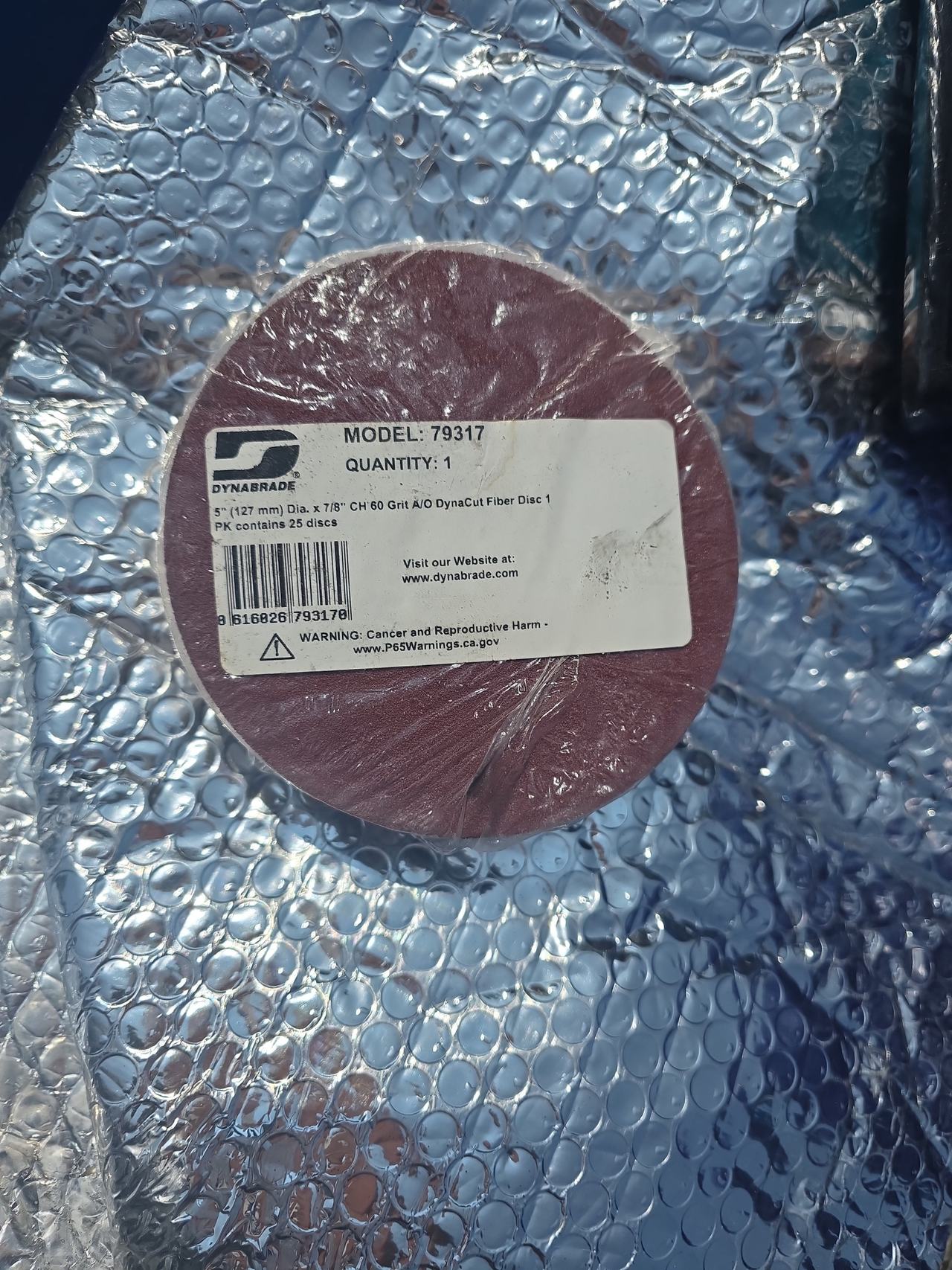 Dynabrade 79317 DynaCut Fiber Disc, 5" Diameter, 60 Grit, 25-Pack