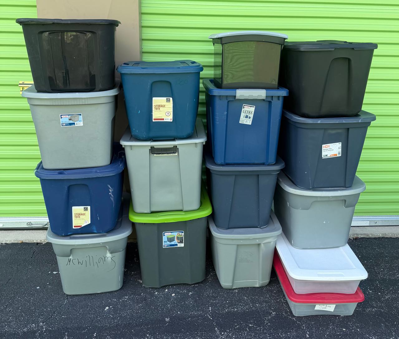 16 Assorted Plastic Storage Bins and Totes Lot