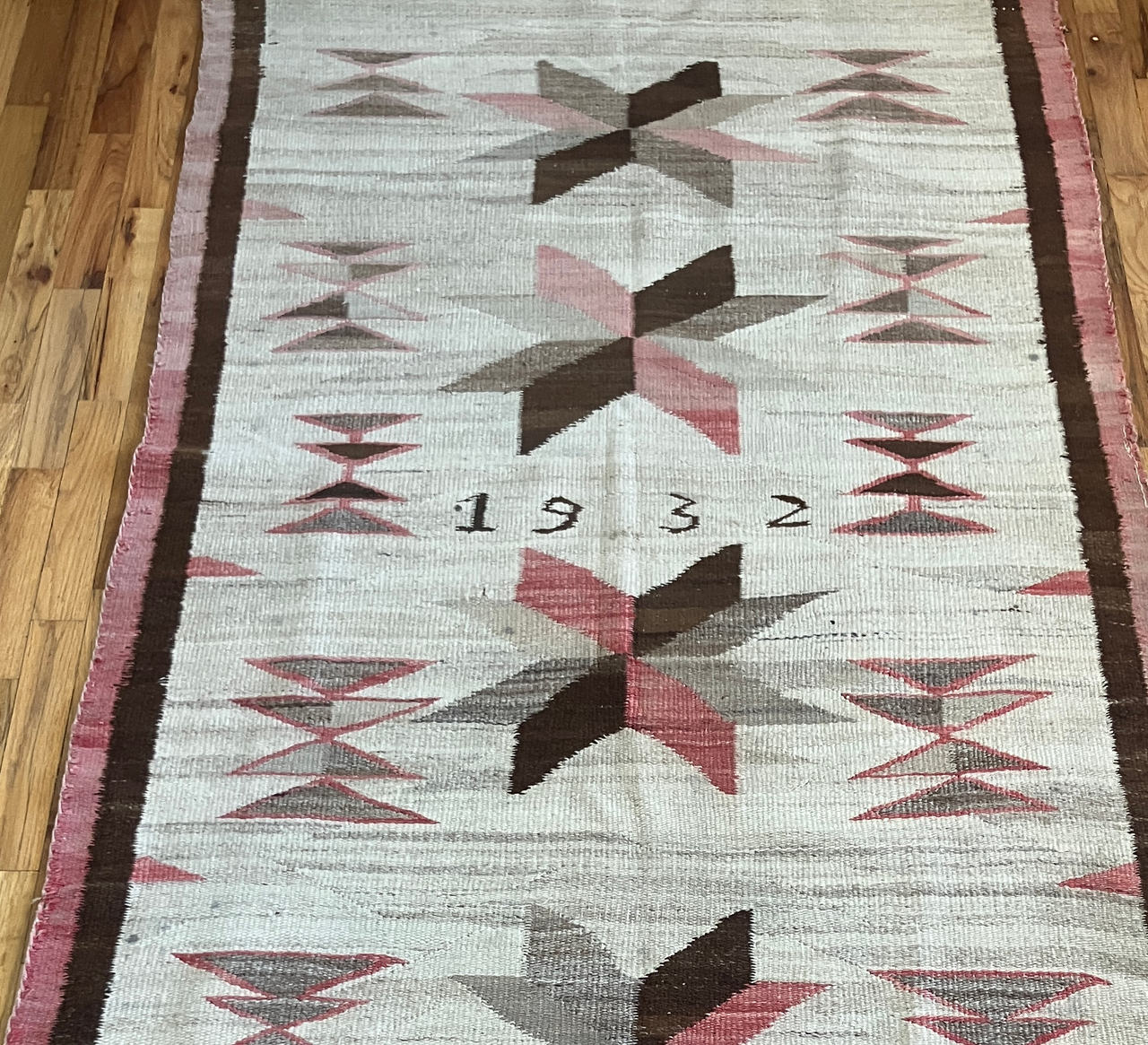 Vintage 1932 Hand-Woven Navajo Style Rug