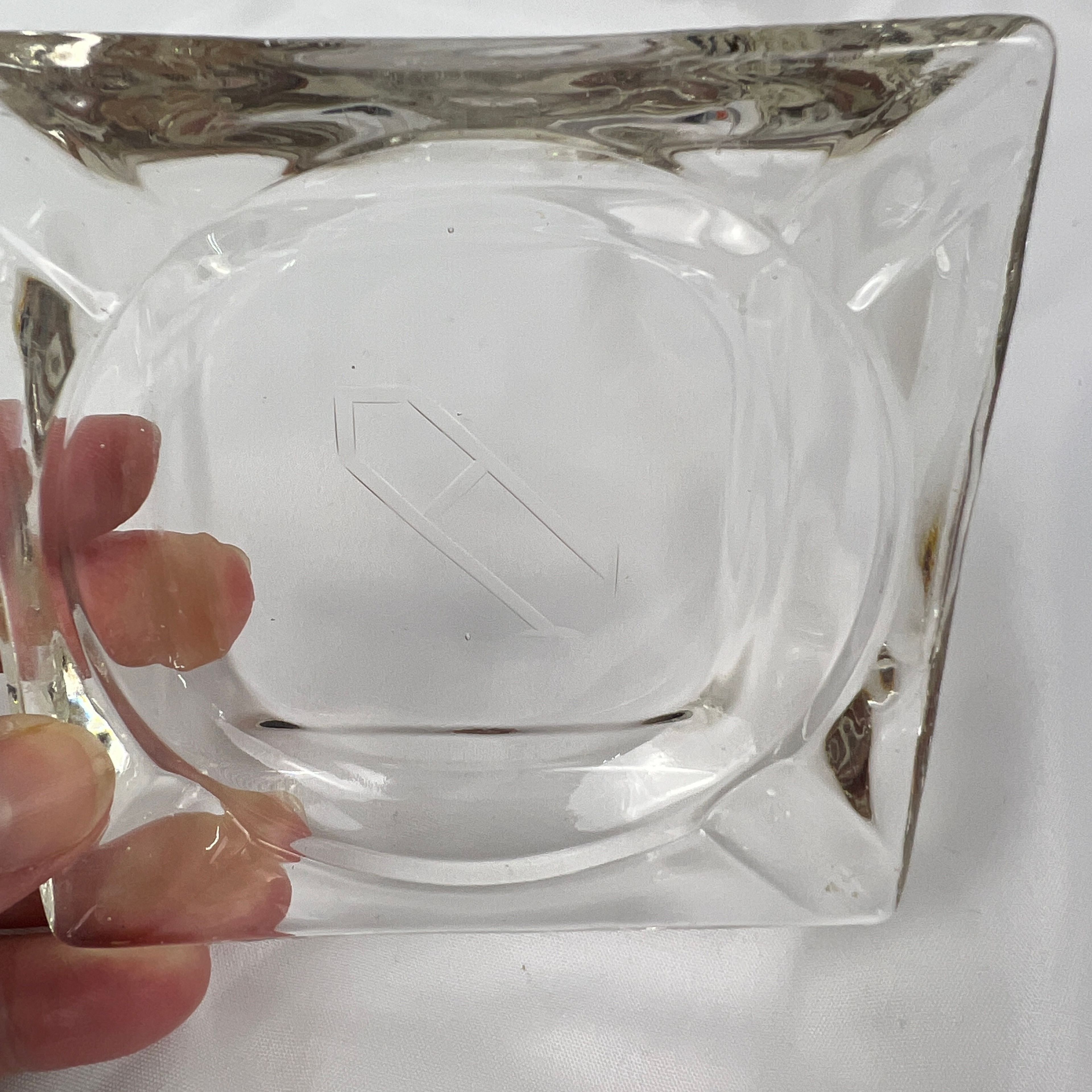 Vintage Clear Glass Ashtray Dish Square Mid Century Modern Minimalist Decor - Image 2
