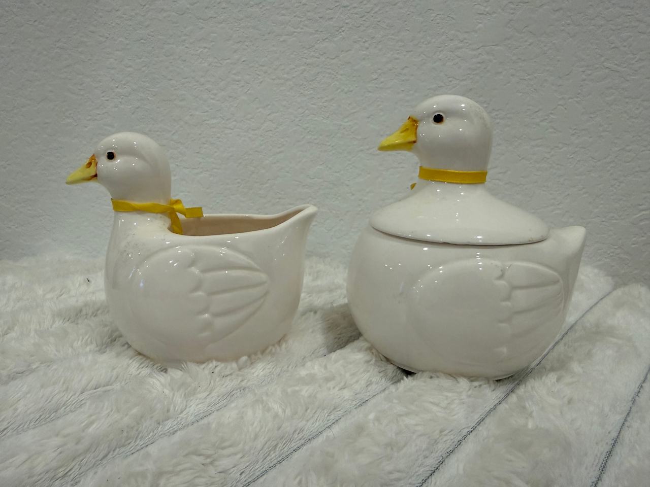 Ceramic Duck Creamer and Sugar Bowl Set