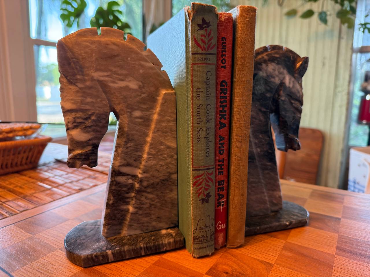 Vintage Onyx Horse Head Bookends
