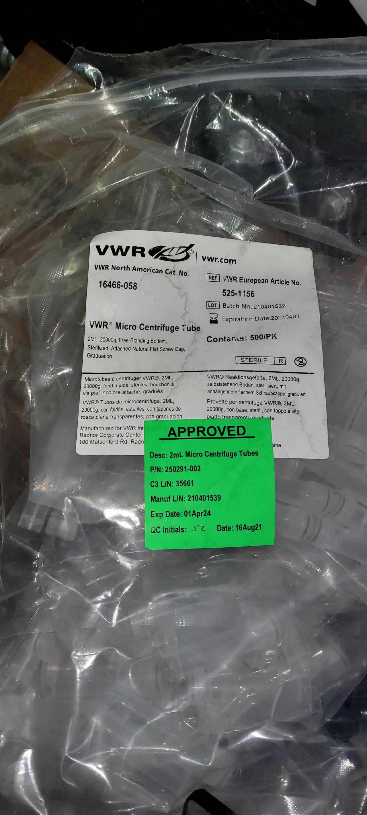 VWR 2.0mL Micro Centrifuge Tubes