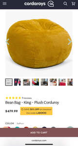King size Cordaroy Bean Bag  - Image 4