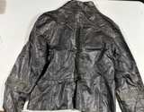 Women’s Black Leather Jacket XL Big Chill Vintage Style Ruffle Zip Up Cute Trend - Image 2