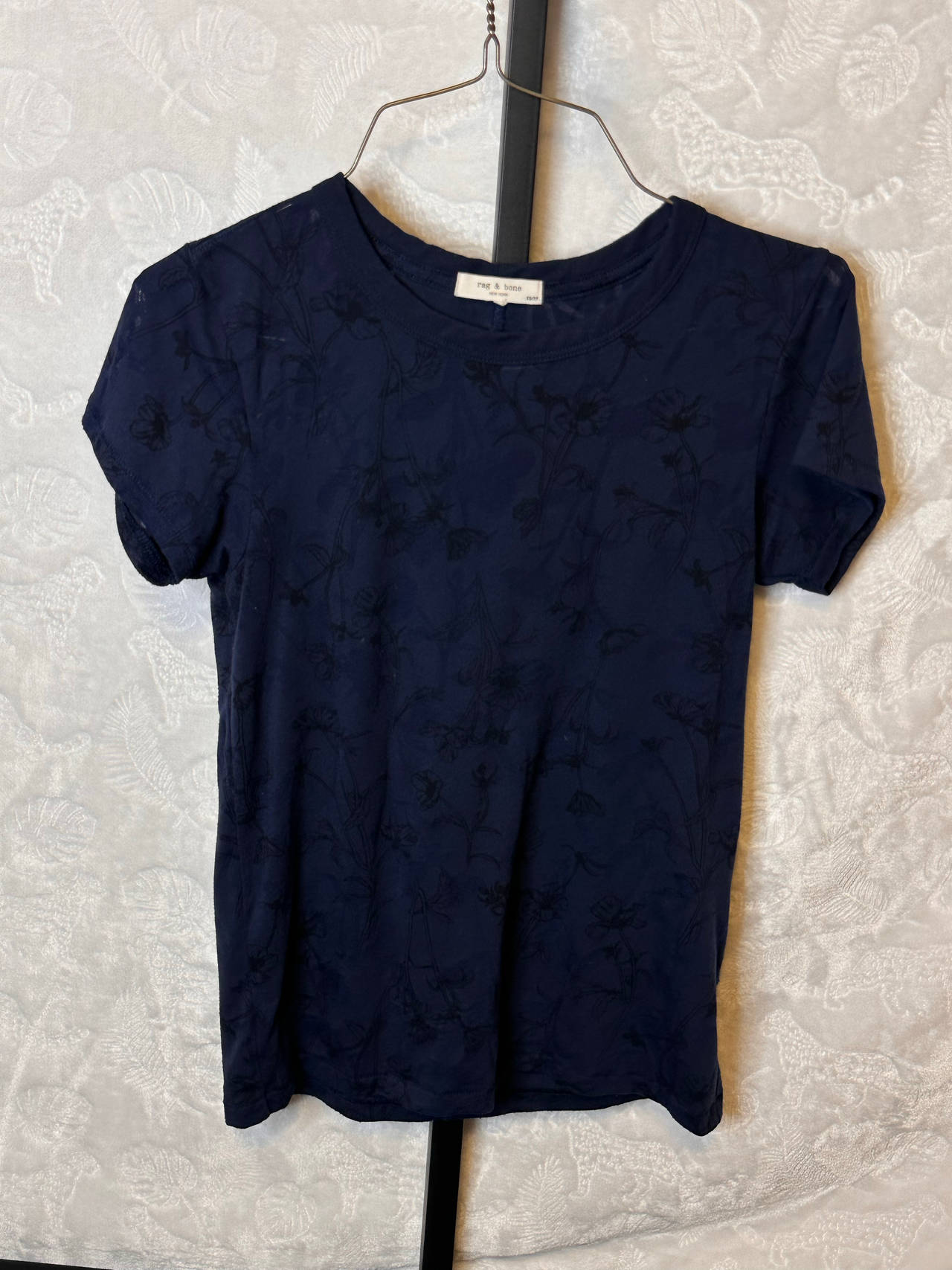 rag & bone Navy Floral Print T-Shirt