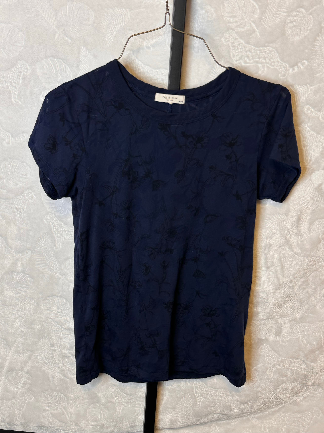 rag & bone Navy Floral Print T-Shirt