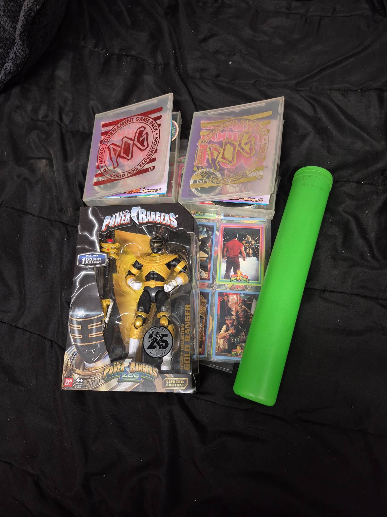 Vintage POG Milk Cap Collection with Power Rangers Figure