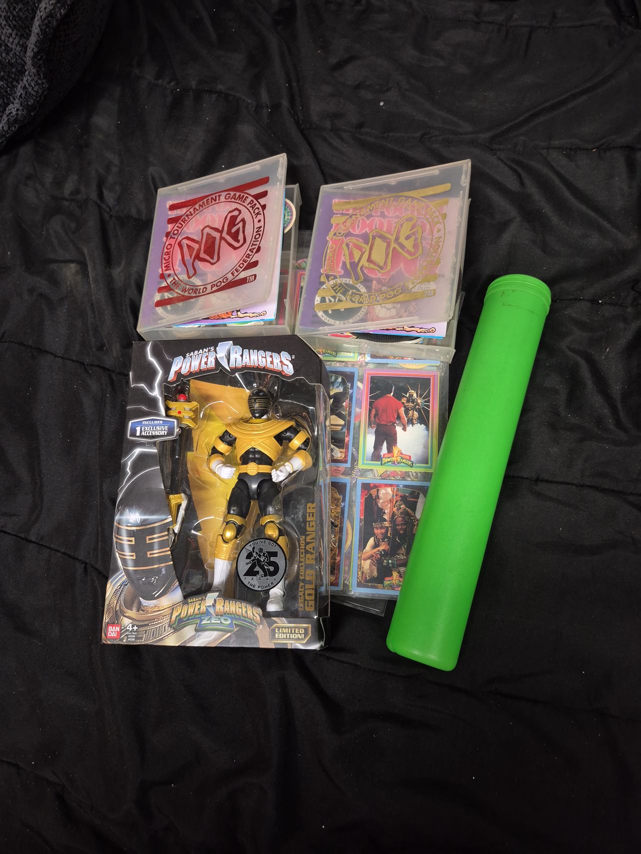 Vintage POG Milk Cap Collection with Power Rangers Figure