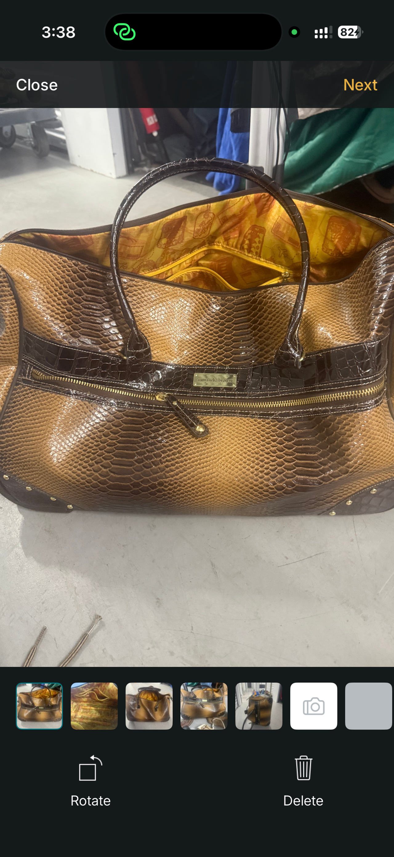 Samantha Brown Rolling Embossed Wheeled Weekender Faux Croco Brown Ombre