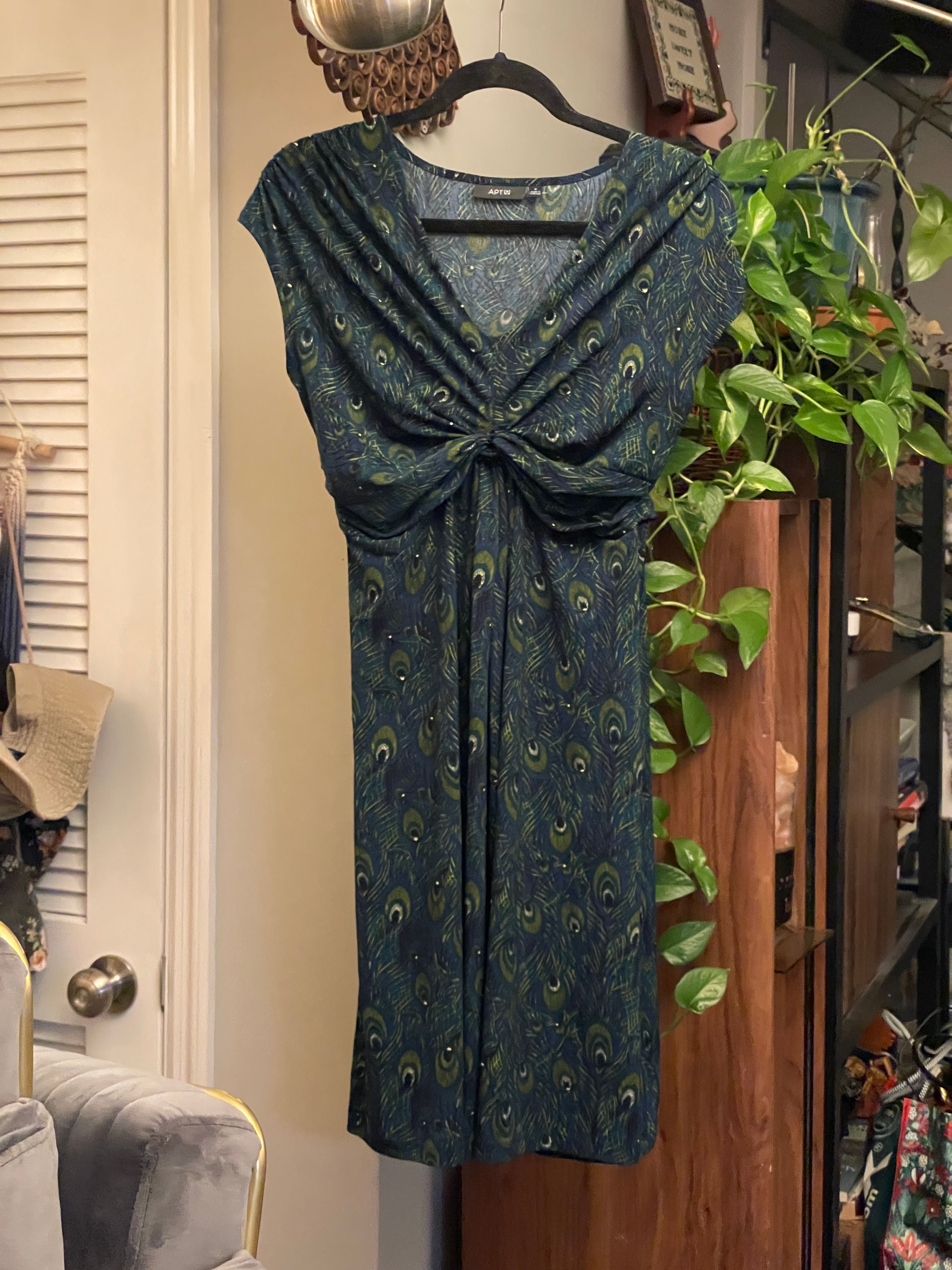 Anthropologie Silver & Gold Lace Dress - Image 3