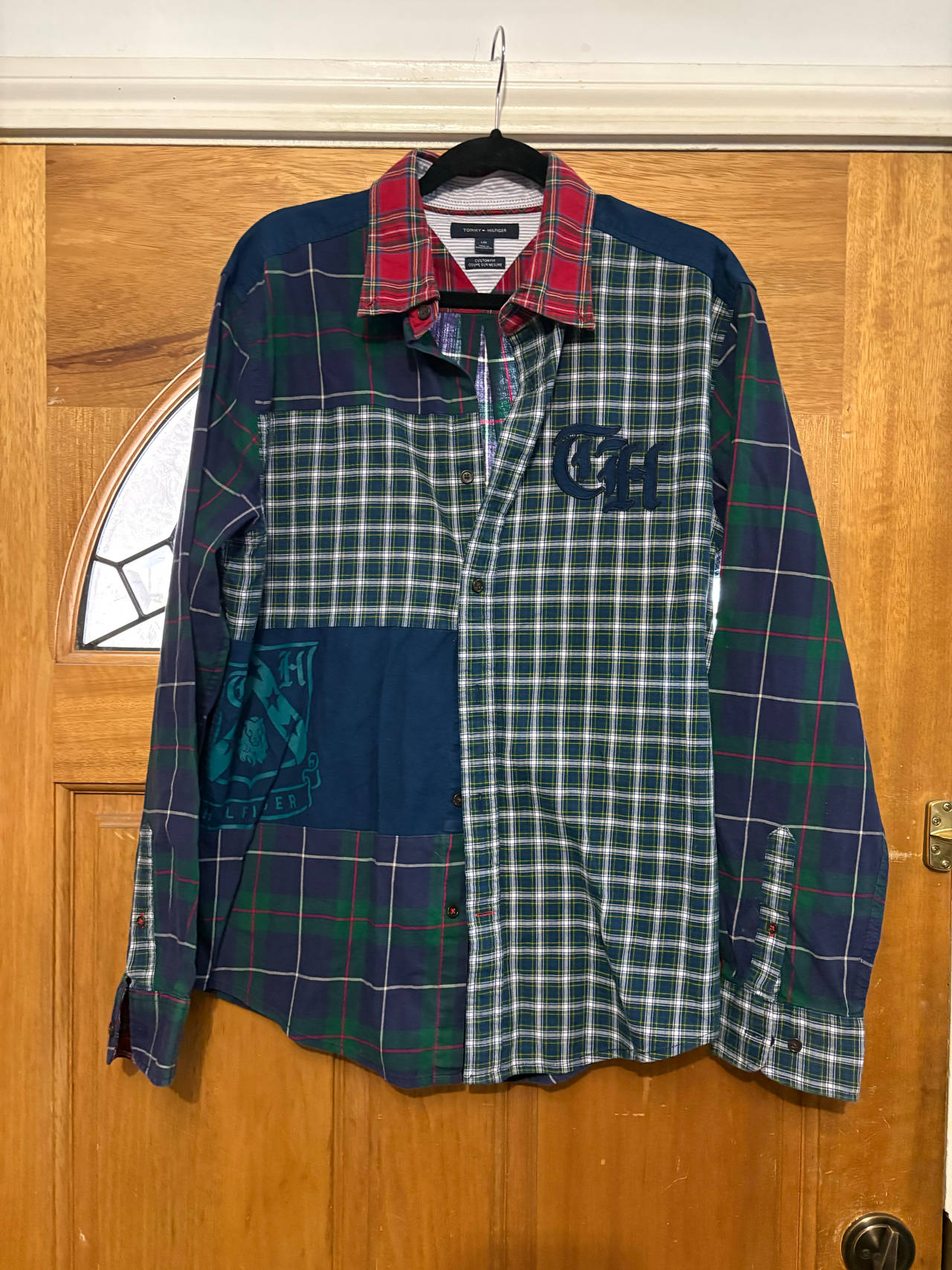 Tommy Hilfiger Patchwork Plaid Button Down Shirt Large