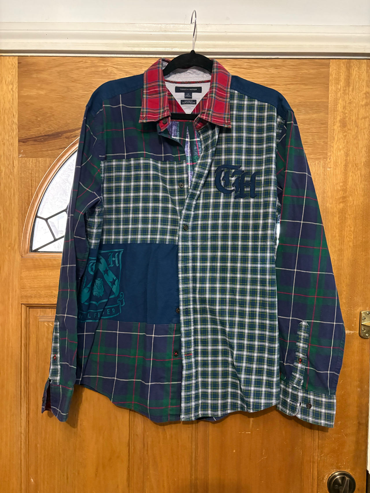 Tommy Hilfiger Patchwork Plaid Button Down Shirt Large