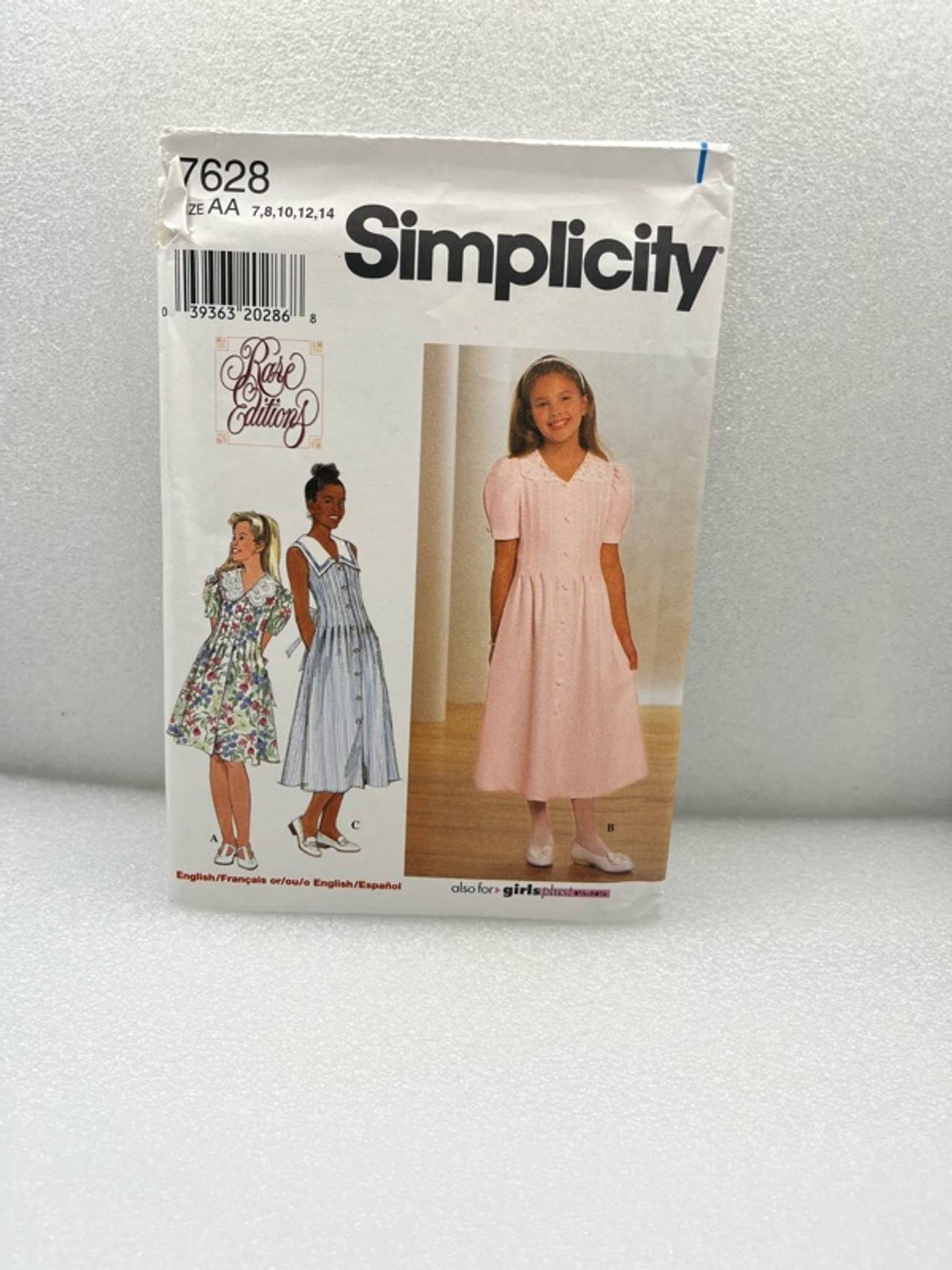 Simplicity Girls Dress Sewing Pattern #7628