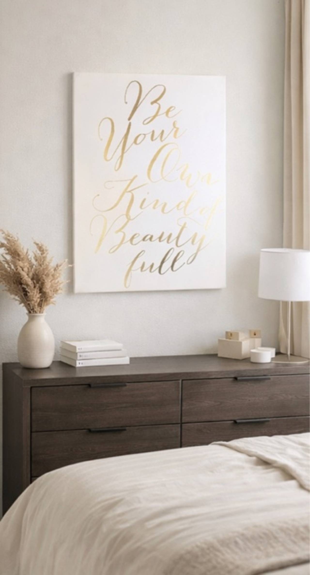Be Your Own Kind of Beautiful Canvas Print Gold/White