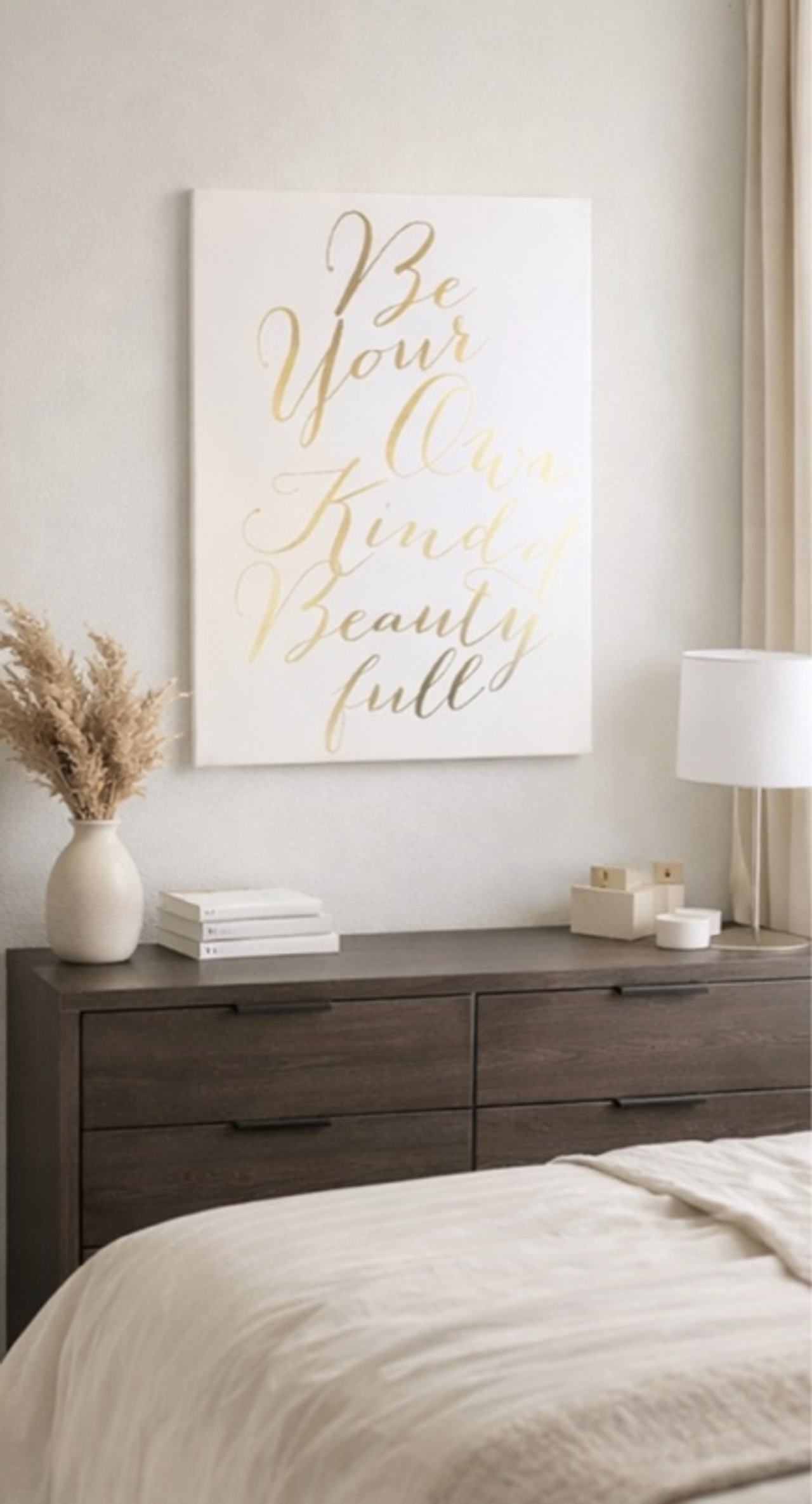 Be Your Own Kind of Beautiful Canvas Print Gold/White