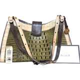 Rare Brahmin Croc Embossed Green Brown  Leather Shoulder Bag - Image 1