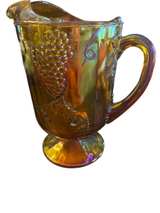 Northwood Marigold Carnival Glass Grape and Cable Pitcher - Image 4