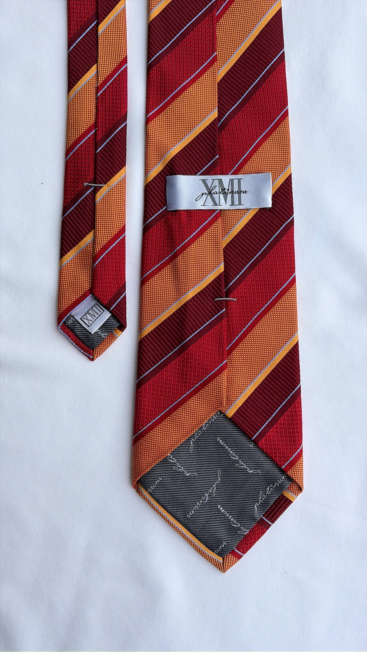 XMI Platinum Striped Silk Tie