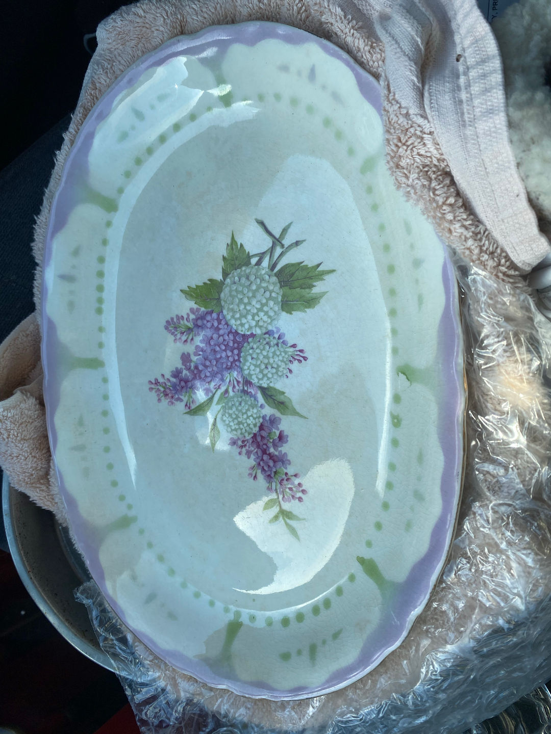 Vintage Floral Ceramic Serving Platter