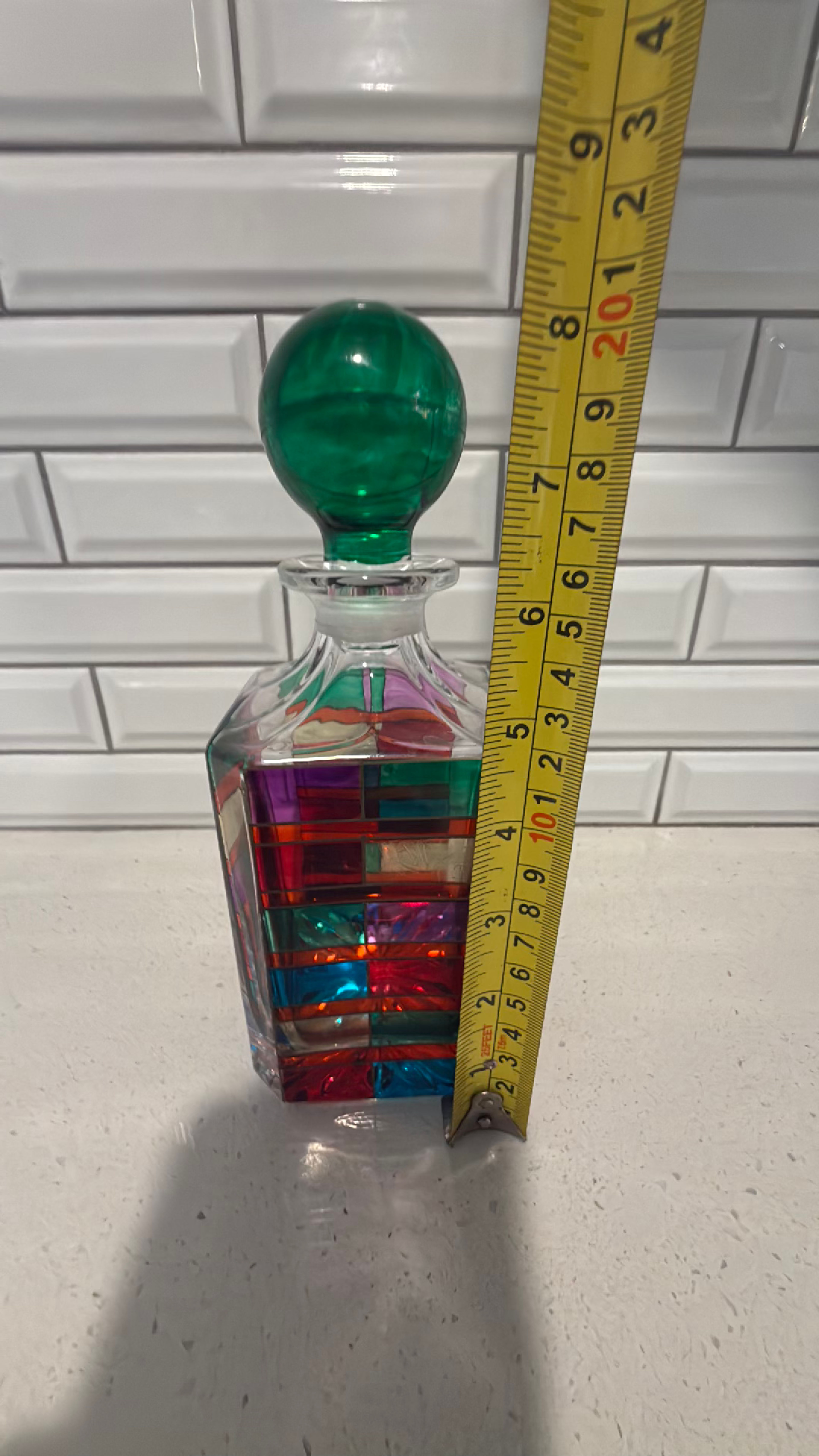 Murano Scaleno Hand-Painted Italian Crystal Whiskey Decanter - Image 7