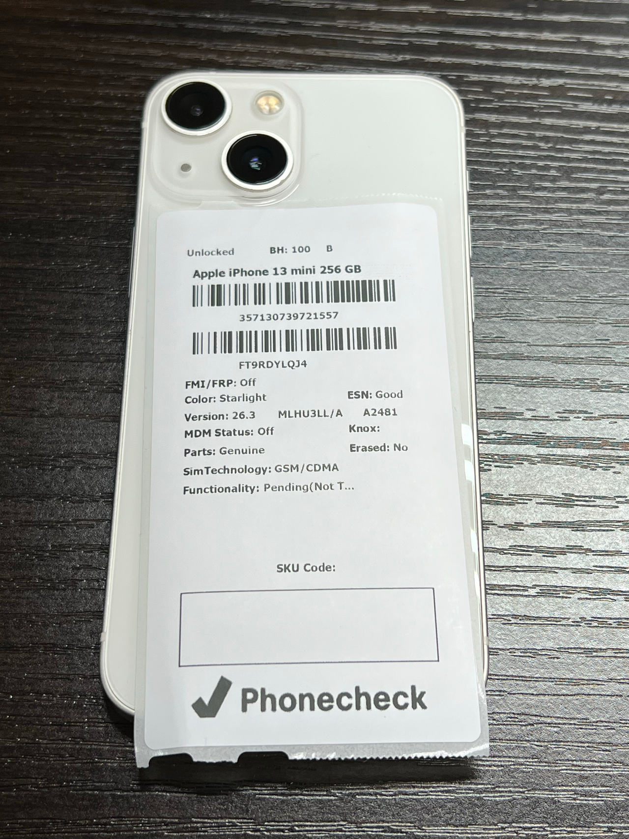 Apple iPhone 13 mini 256GB Starlight unlocked 100% battery health
