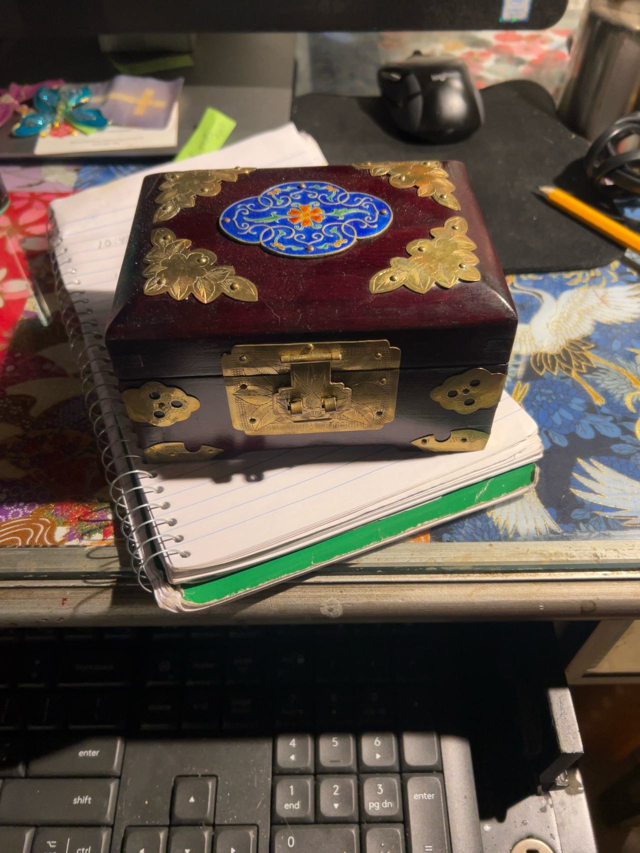 Vintage Chinese Wood Jewelry Box