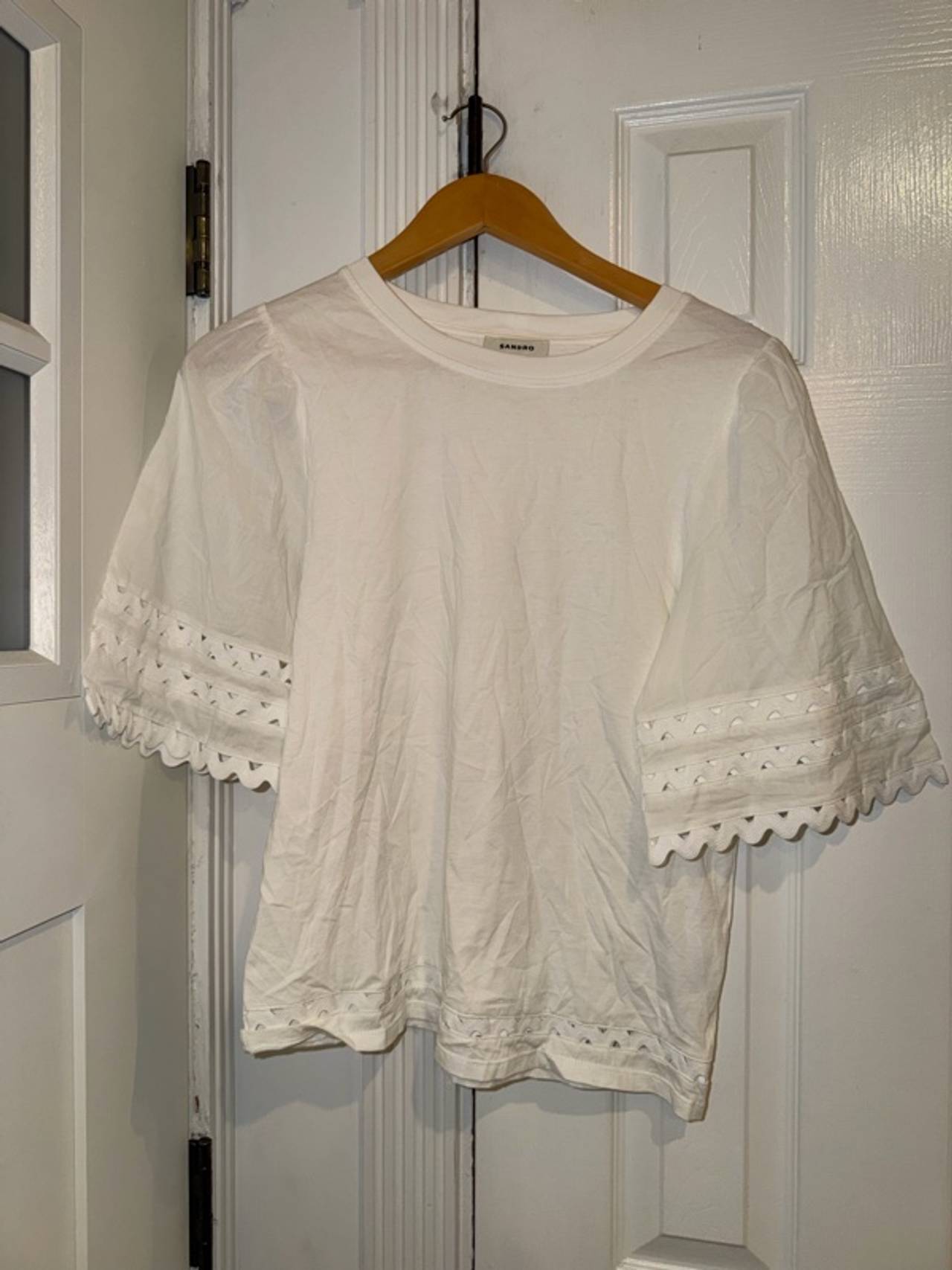 Sandro Lace-Trim Tee White Shirt