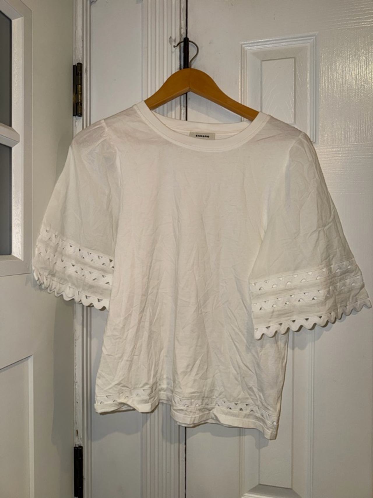 Sandro Lace-Trim Tee White Shirt
