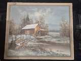 Alex Hart Winter Landscape Water Mill Oil Painting - Image 2