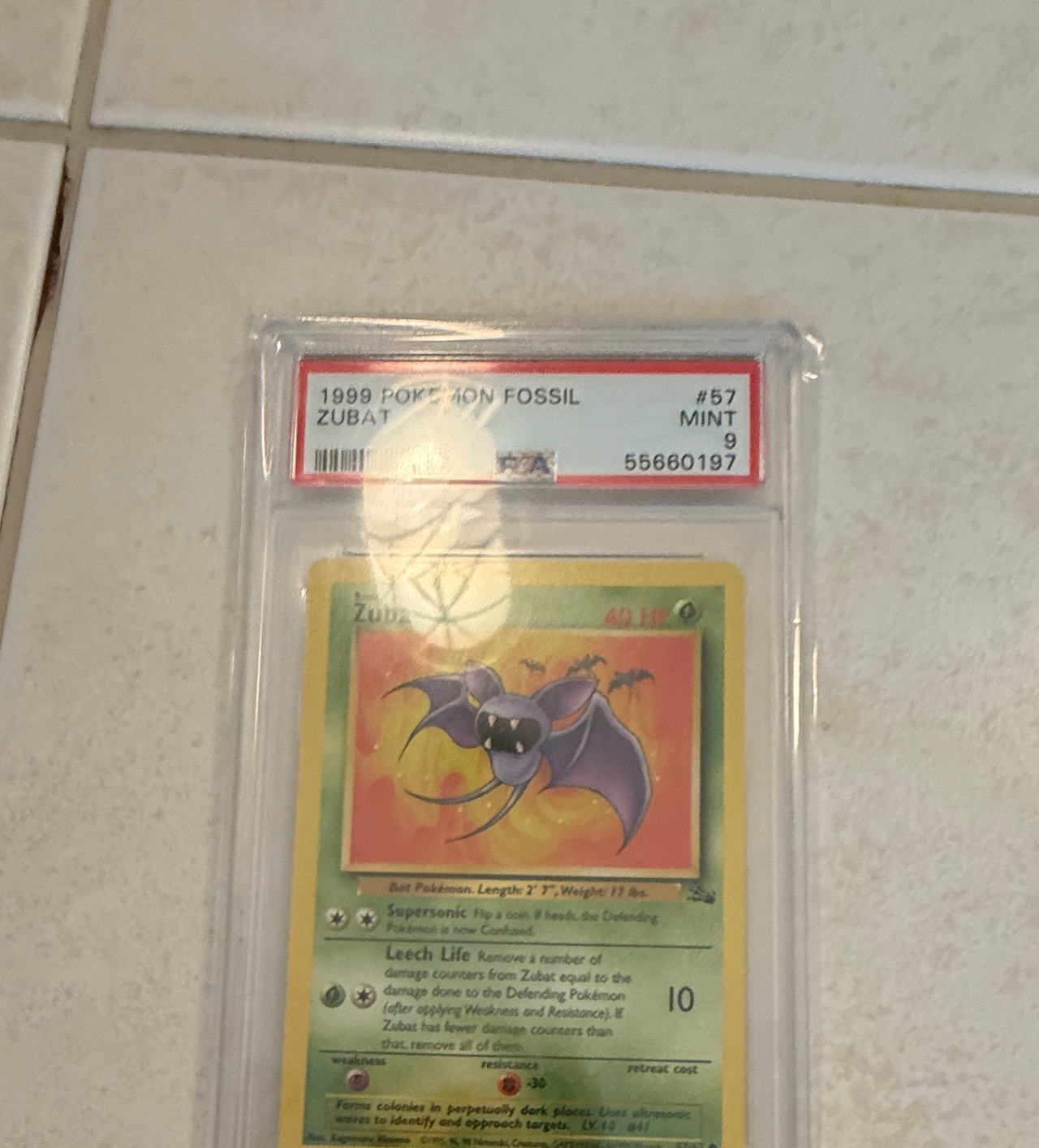 1999 Pokemon Fossil Zubat #57 PSA 9 Mint