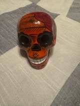 Red Hand-Painted Day of the Dead Sugar Skull - Image 1