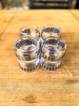 Culver Azure Scroll 22K Gold and Blue Roly Poly Glasses - Image 5