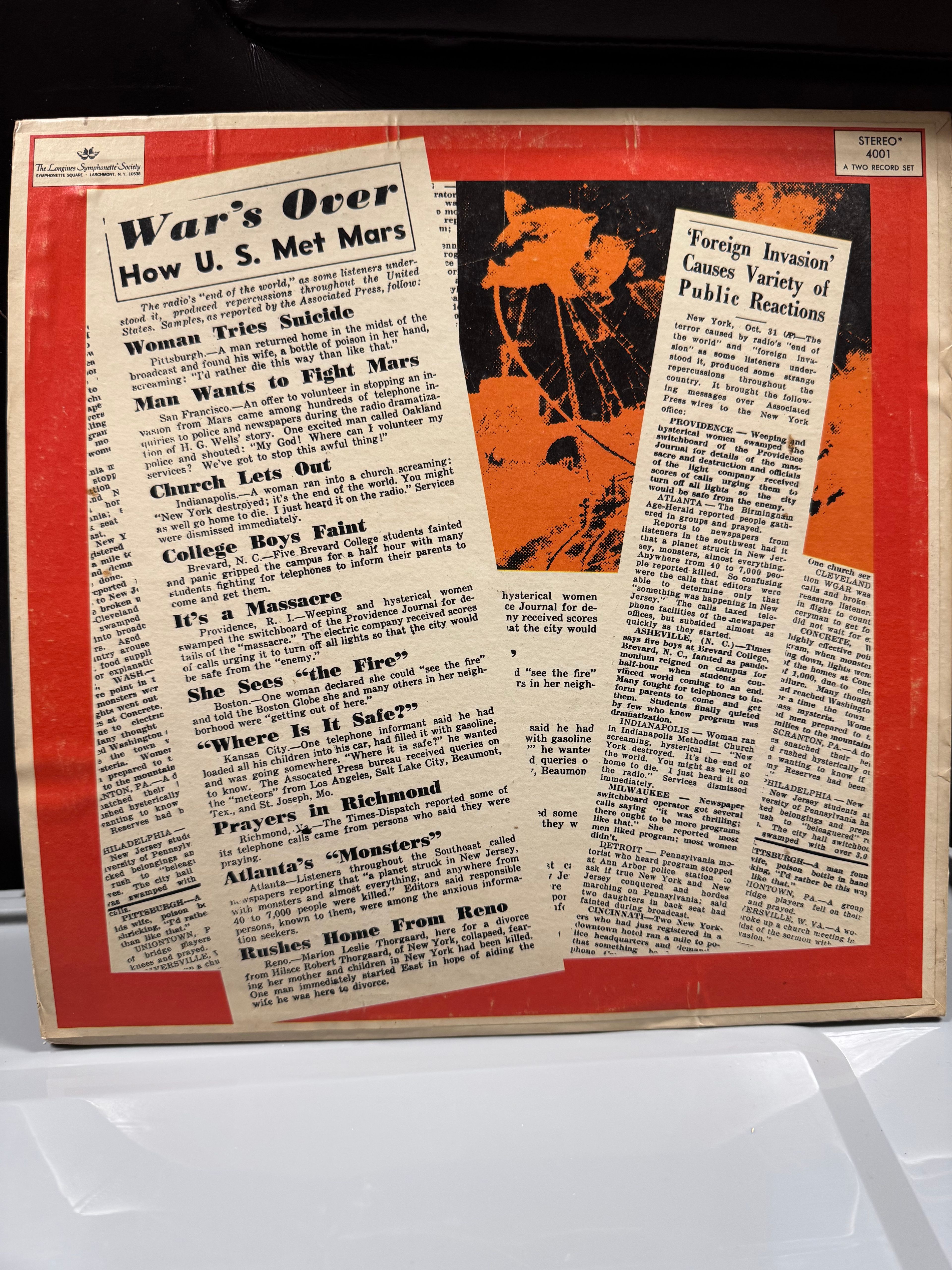 Orson Welles War of the Worlds Vinyl LP - Image 2