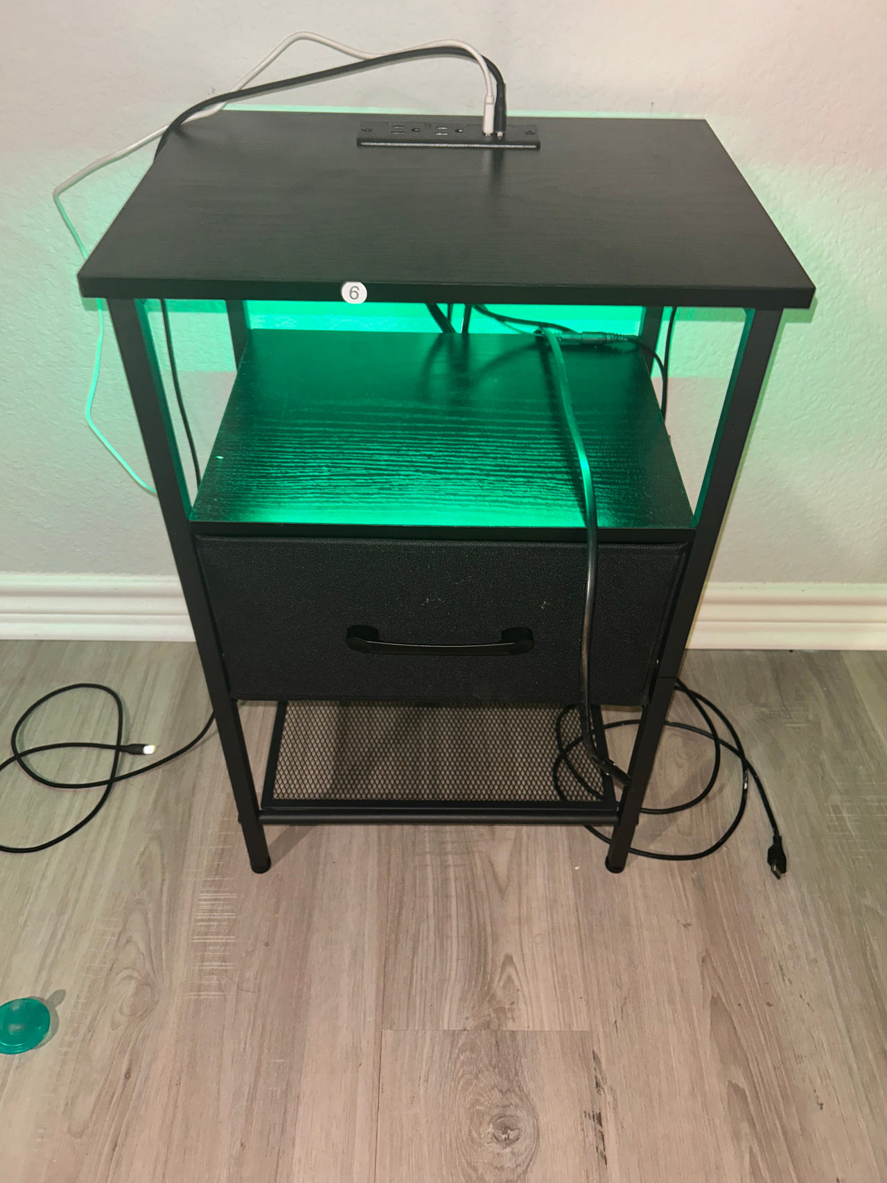 VECELO Nightstand with Drawer and USB Ports