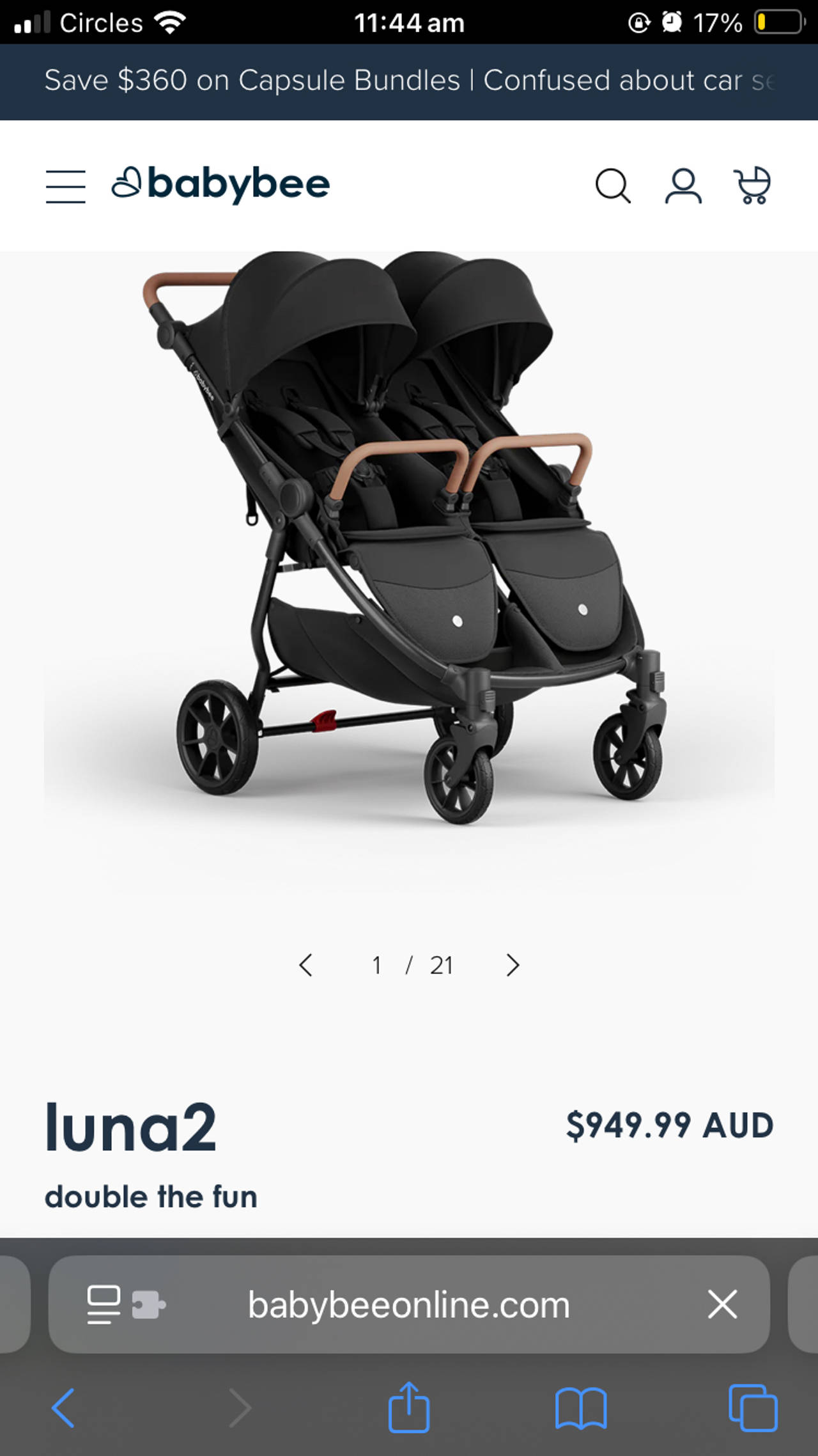 Babybee Luna 2 Double Pram