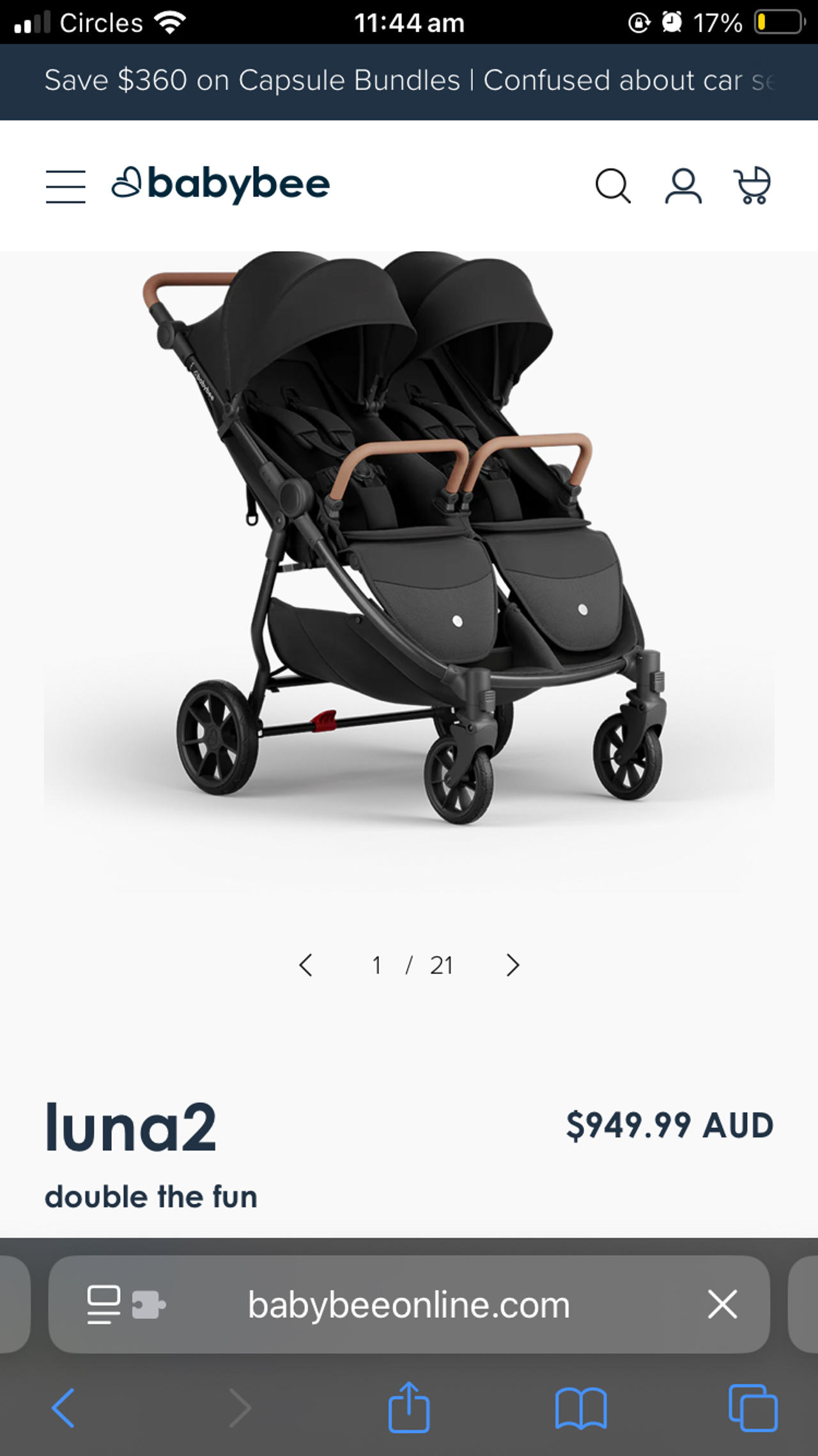 Babybee Luna 2 Double Pram